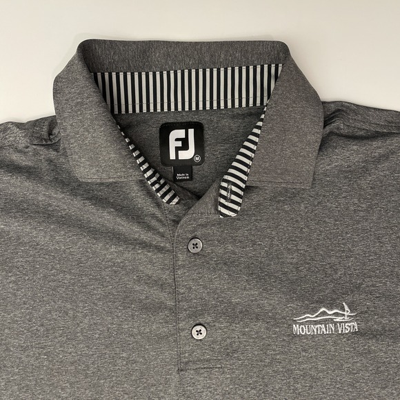 FOOTJOY FJ Polo Shirt Golf Short Sleeve Mens M Gray Mountain Vista Palm Desert - Picture 1 of 8